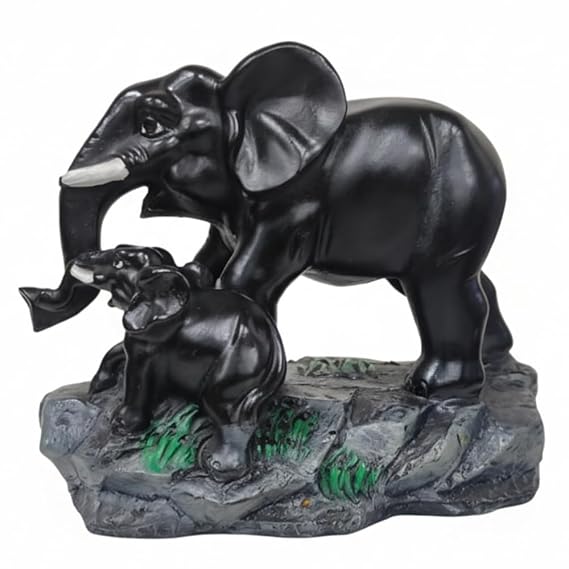 5141VUYYKnL._SX569_.jpg Resin Elephant with Baby Figurine for Home Decor | Feng Shui & Vastu Showpiece | Decorative Animal Idol | Housewarming & Wedding Gift - Image 1